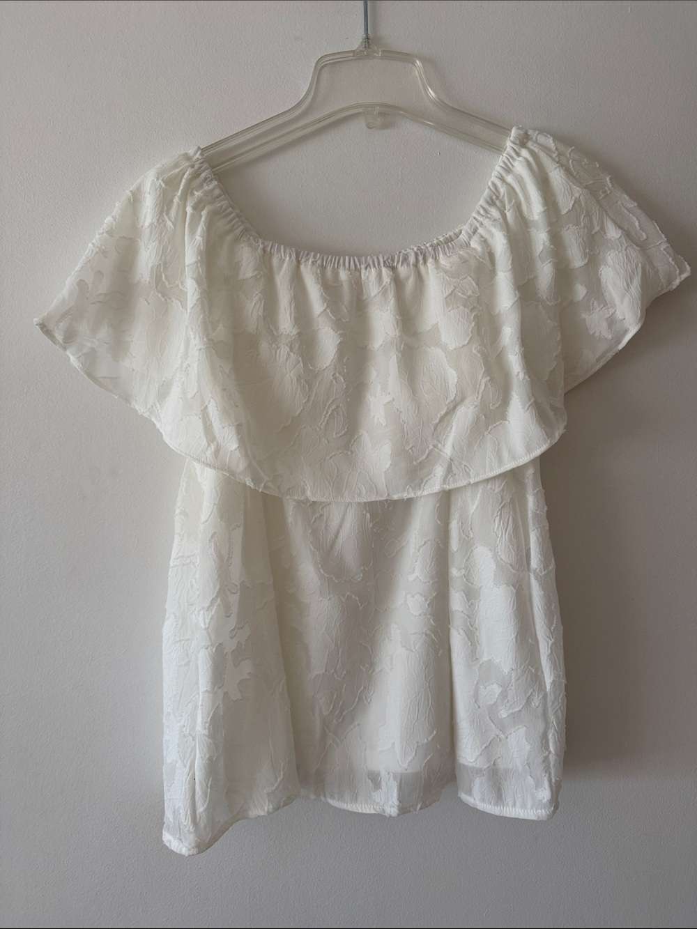 VILA Clothes Vipattie Off Shoulder Ruffle Top White Cloud Dancer Sz 38 M NEW